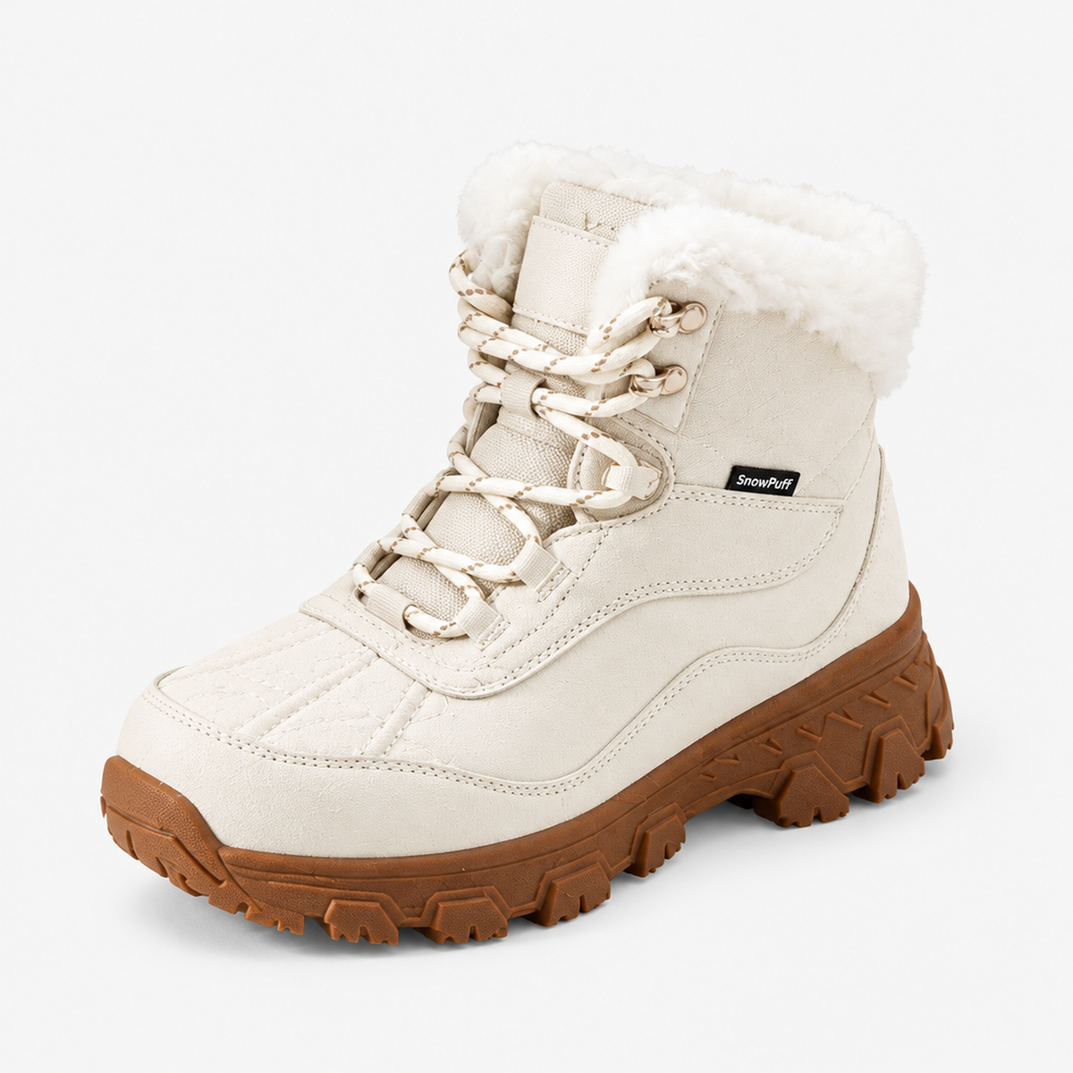 Bottes de randonnée hiver imperméables fourrées - coloris beige