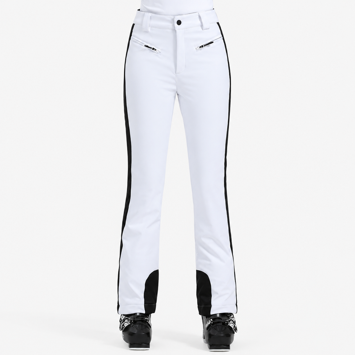 Pantalon de ski femme slim imperméable blanc - vue face