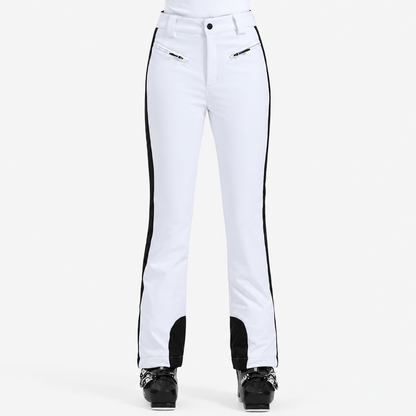 Pantalon de ski femme slim imperméable blanc - vue face