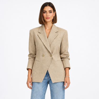 Blazer double boutonnage femme, vue studio de face