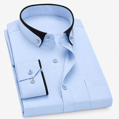 Chemise homme coton manches longues coupe ajustée, coloris bleu clair