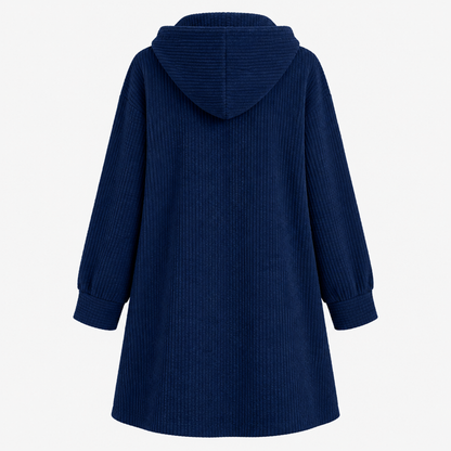 manteau femme bleu marine, vue de dos