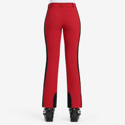 Pantalon de ski femme slim imperméable bordeaux - vue dos