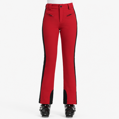 Pantalon de ski femme slim imperméable bordeaux - vue face