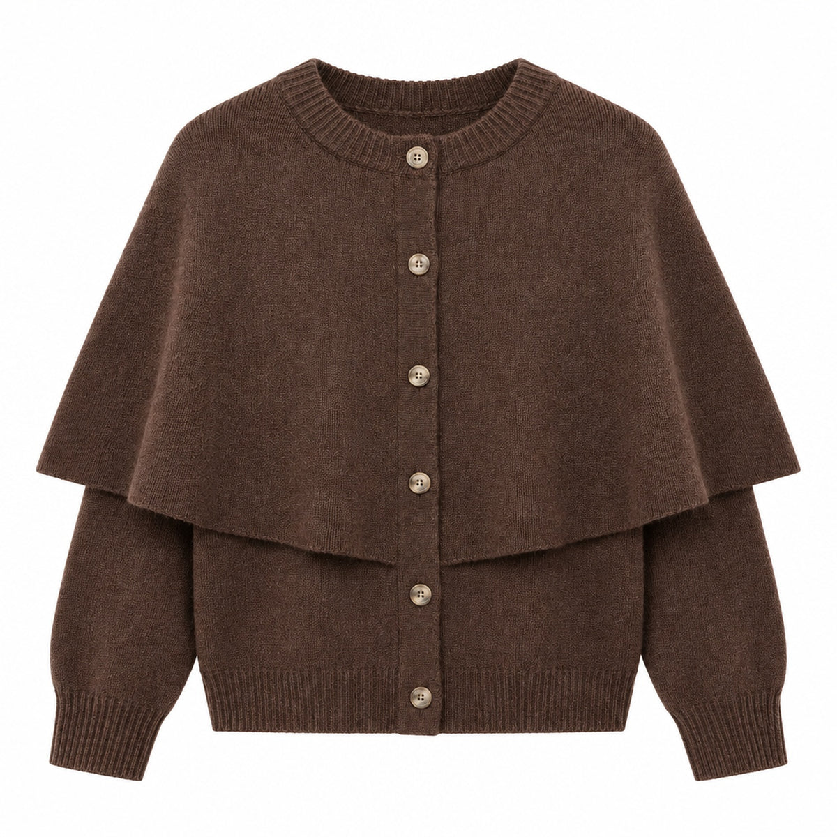 cardigan cape femme, coloris café, packshot studio face