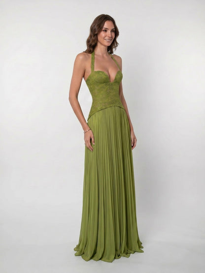 Robe Maxi Plissée Femme – Bustier Corset, Coupe Longue & Effet Ventre Plat