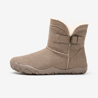 Bottines barefoot imperméables femme, coloris marron clair, vue studio