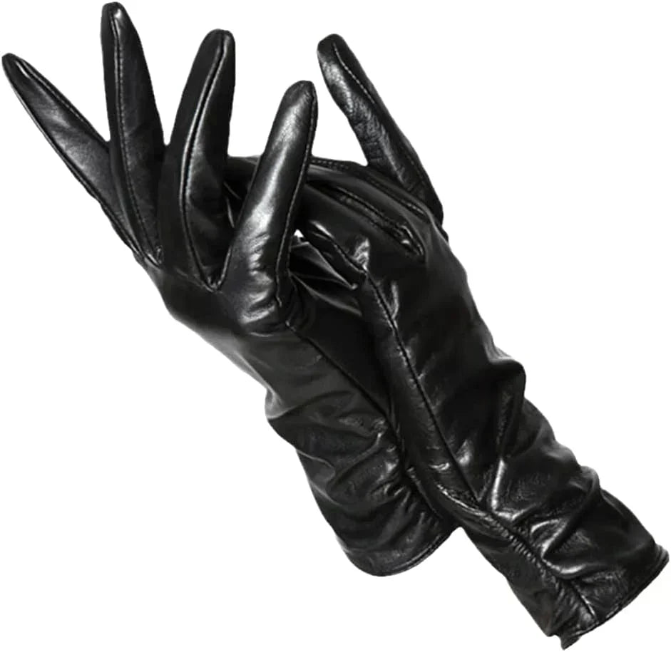 Gants femme en cuir de mouton noir