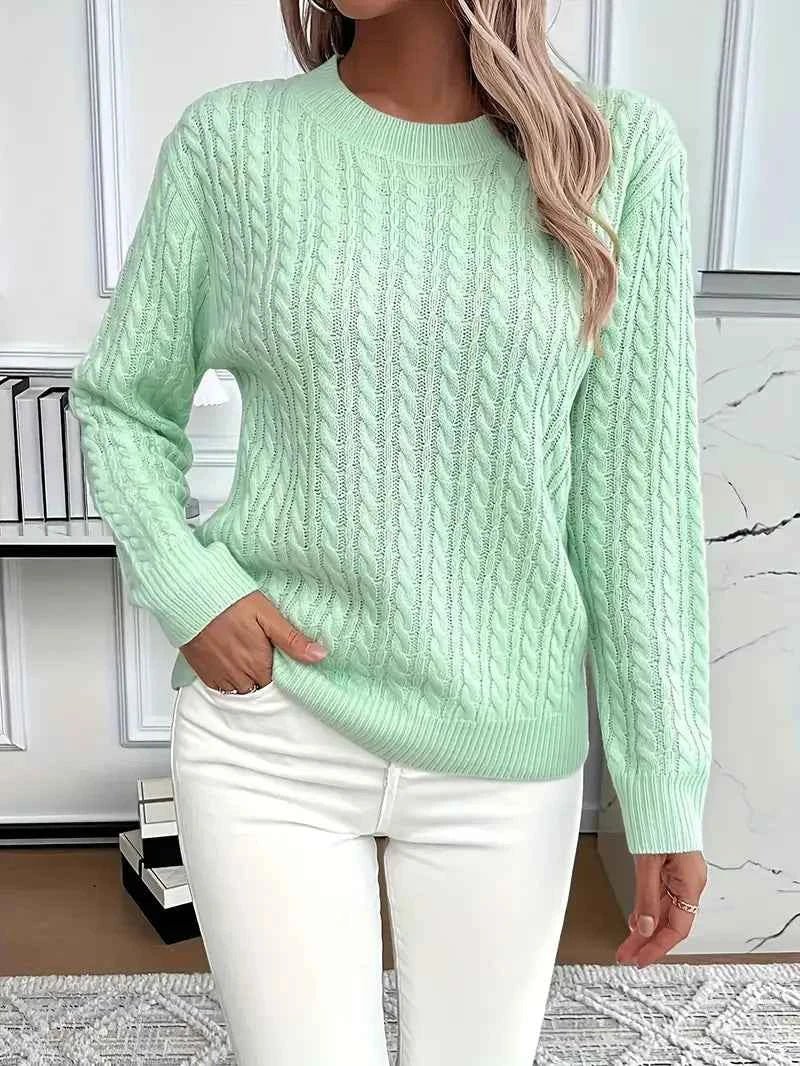pull en maille femme, coloris vert clair