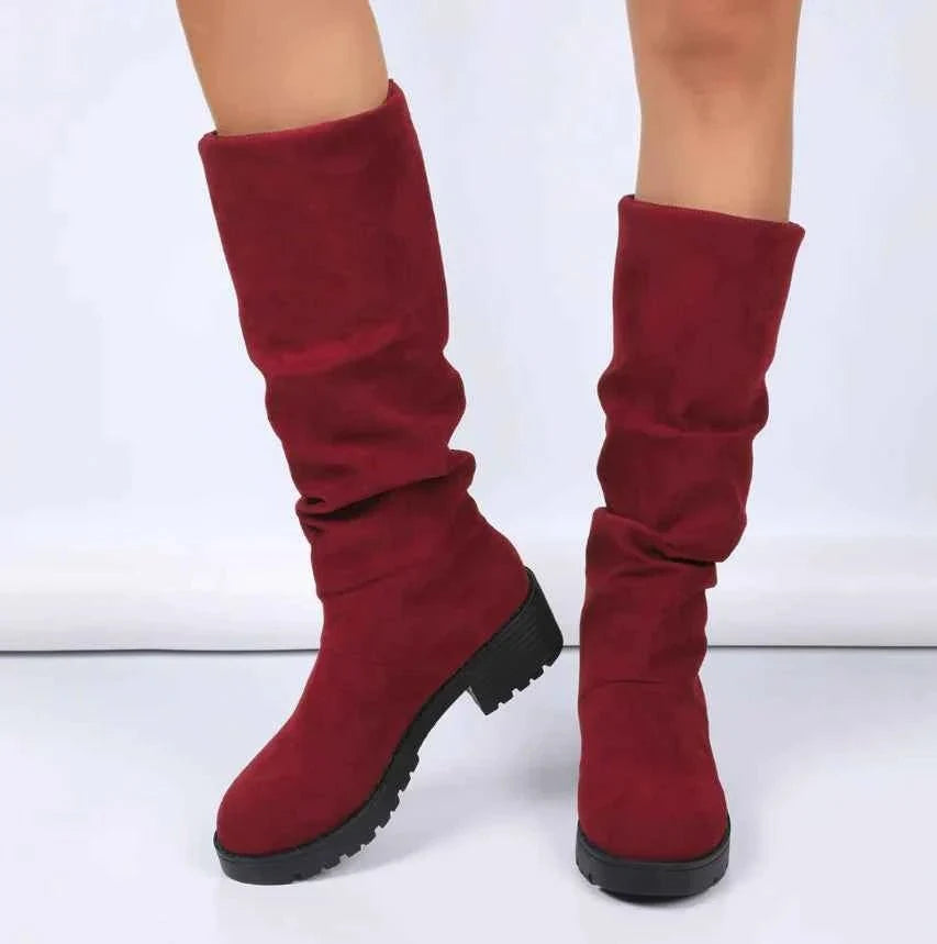 bottes souples femme à talon bloc, coloris rouge