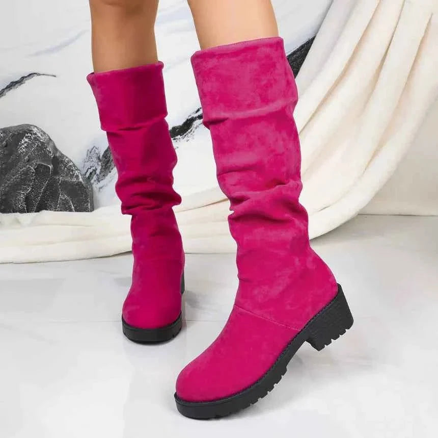 bottes souples femme à talon bloc, coloris rose