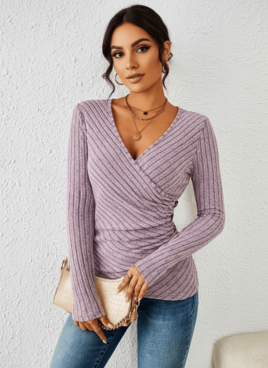 top manches longues femme, coloris lilas clair, vue de face