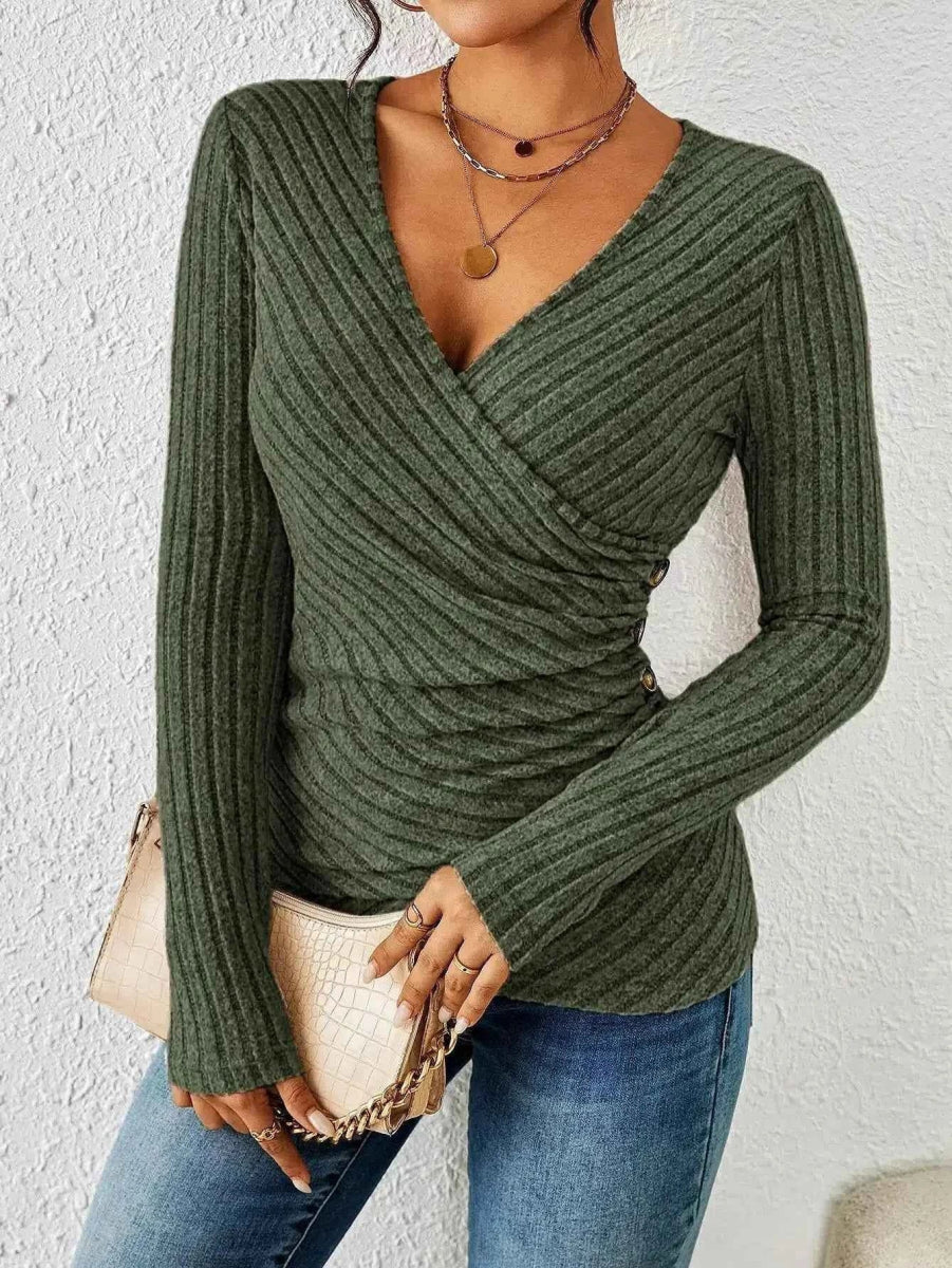 top manches longues femme, coloris vert, vue de face