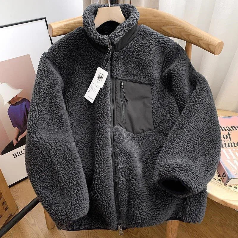 Veste sherpa femme zippée, coloris gris