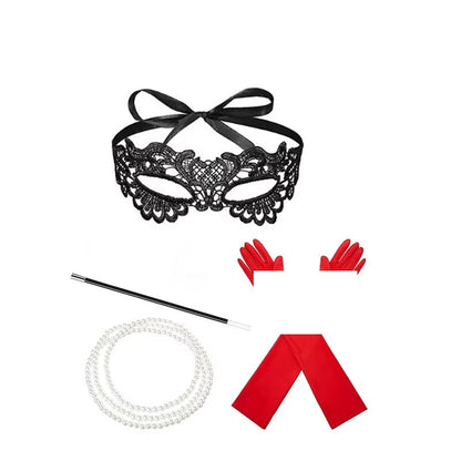 Accessoires seuls : masque, collier, gants et fume-cigarette factice