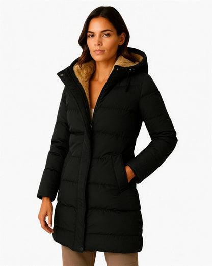 Doudoune femme longue capuche noir