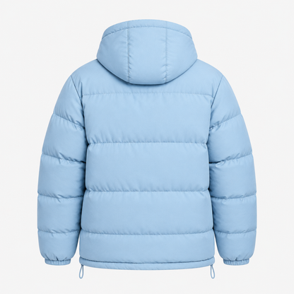 doudoune homme bleu clair, vue de dos
