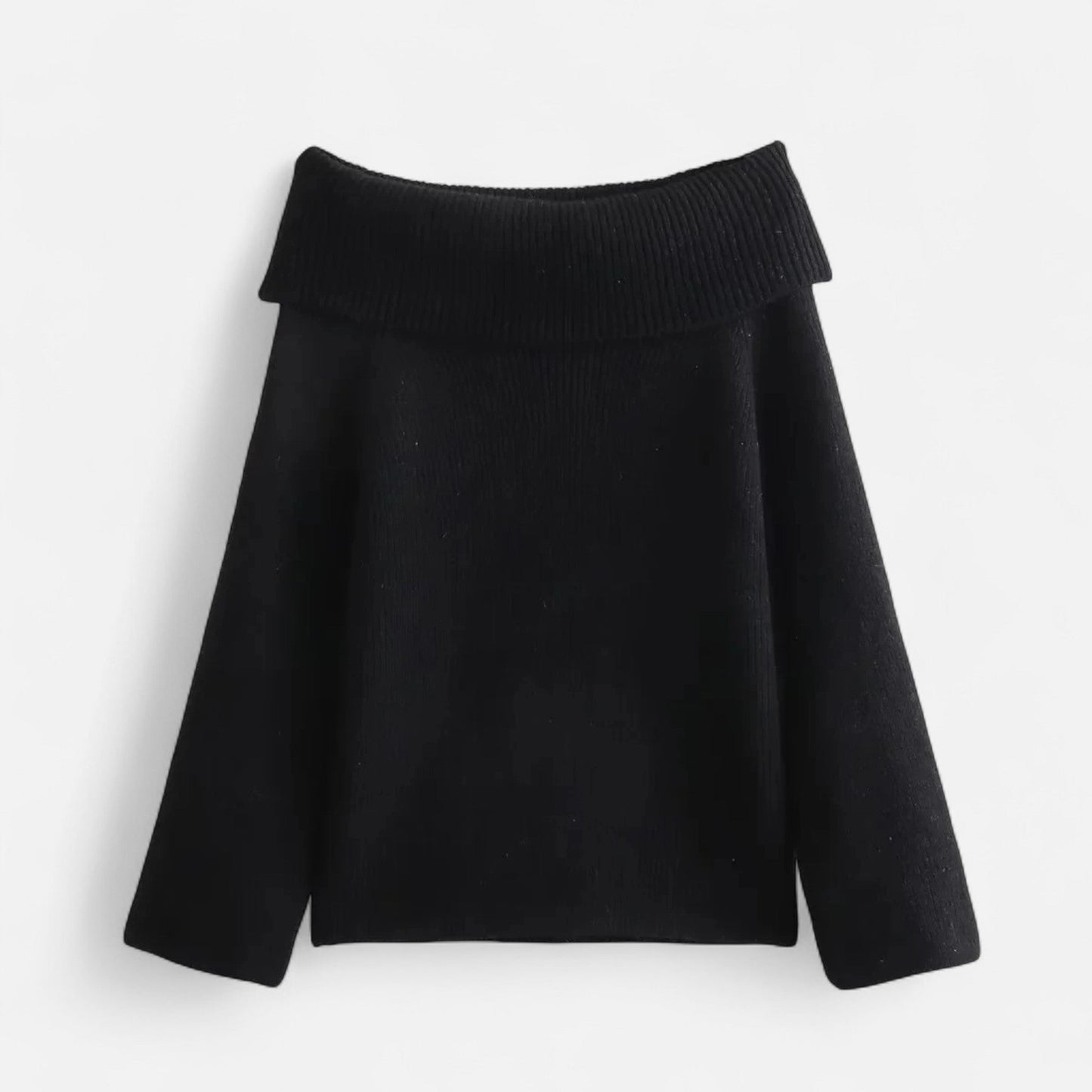 pull femme épaules dénudées noir, vue de face