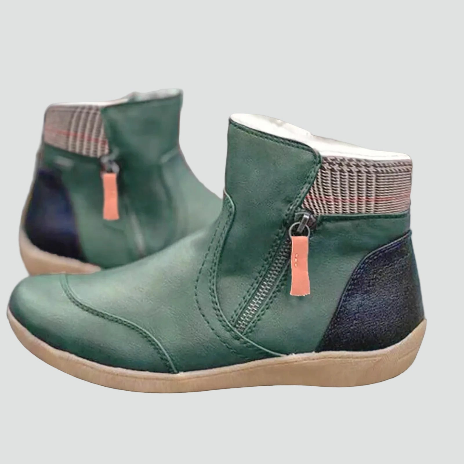 Bottines femme à zip Vert