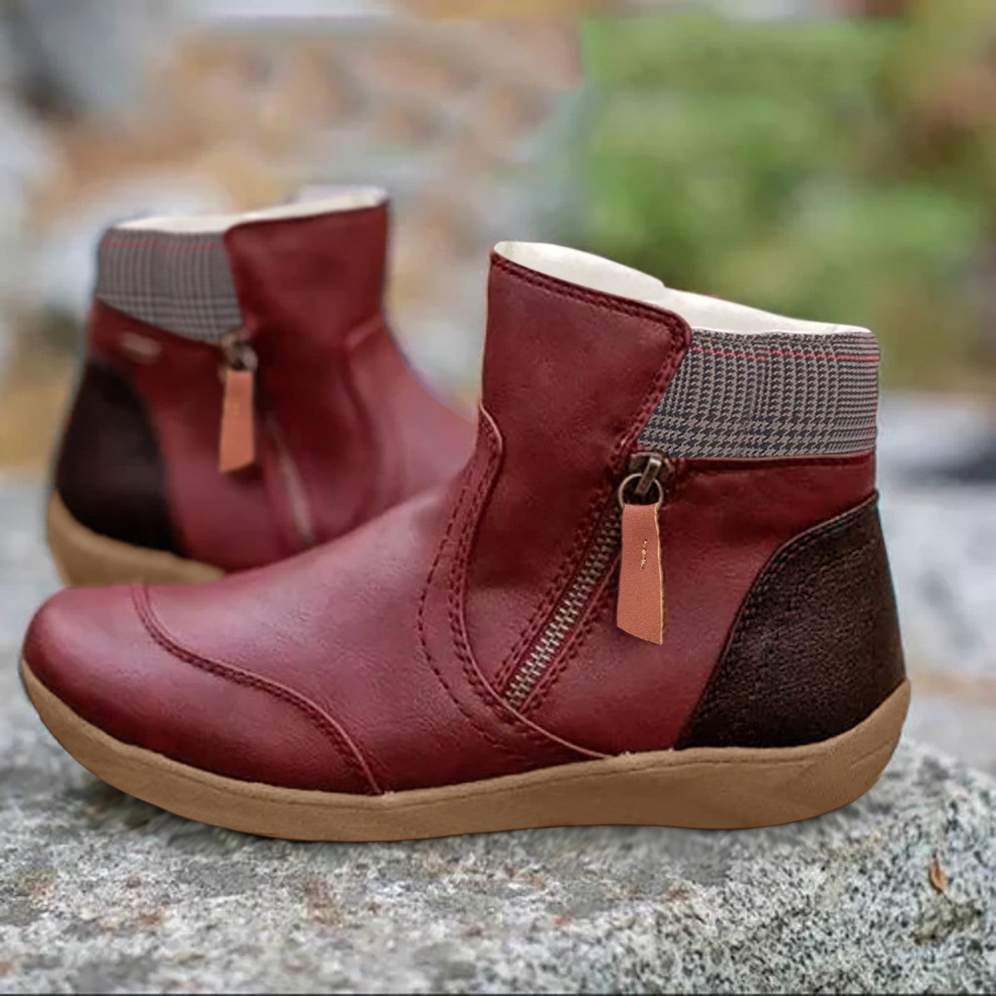 Bottines femme à zip Rouge