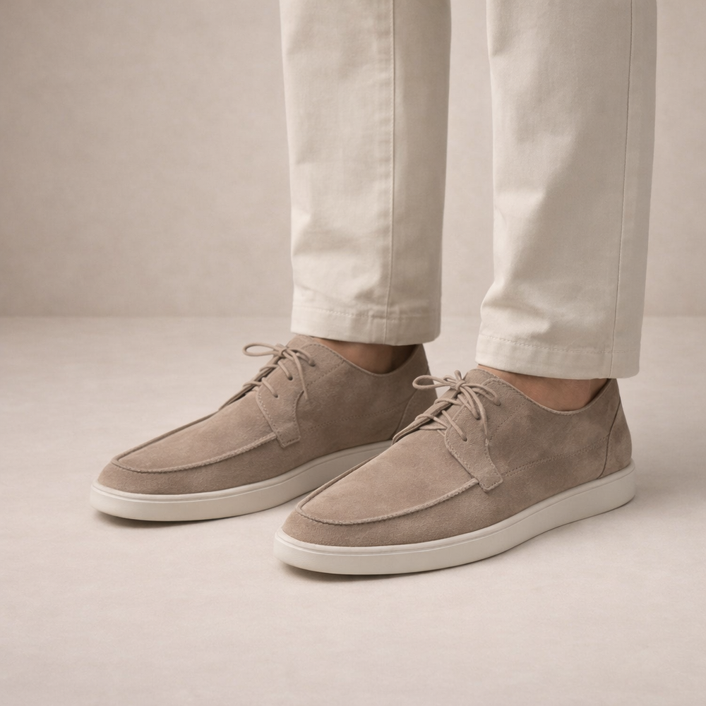 Chaussures homme suédine à lacets Beige