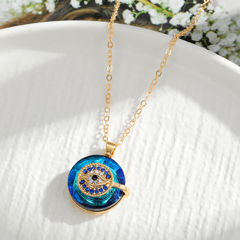 Collier mauvais œil modèle rond or