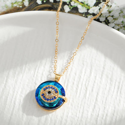 Collier mauvais œil modèle rond or