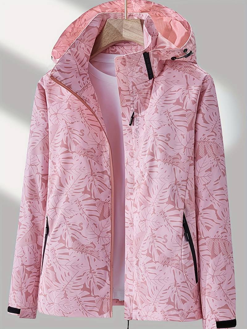veste imperméable femme à capuche, coloris rose clair