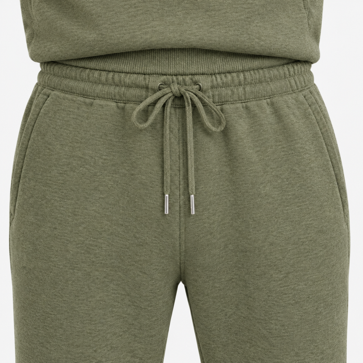 Ensemble jogging homme kaki, sweat à capuche et pantalon de jogging