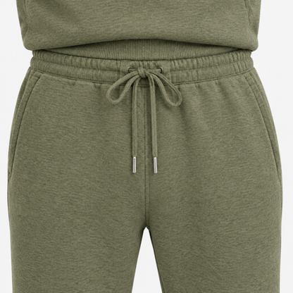 Ensemble jogging homme kaki, sweat à capuche et pantalon de jogging
