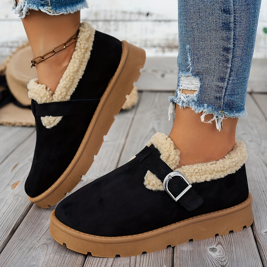 Bottines d'hiver femme fourrées noires, chaudes et confortables