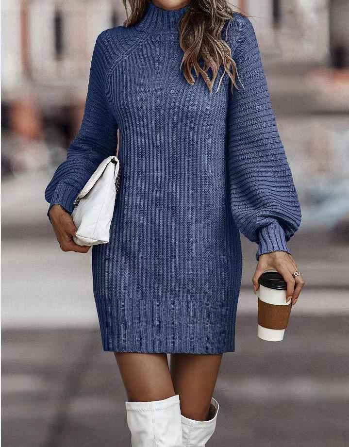 robe pull moulante en maille femme, coloris bleu