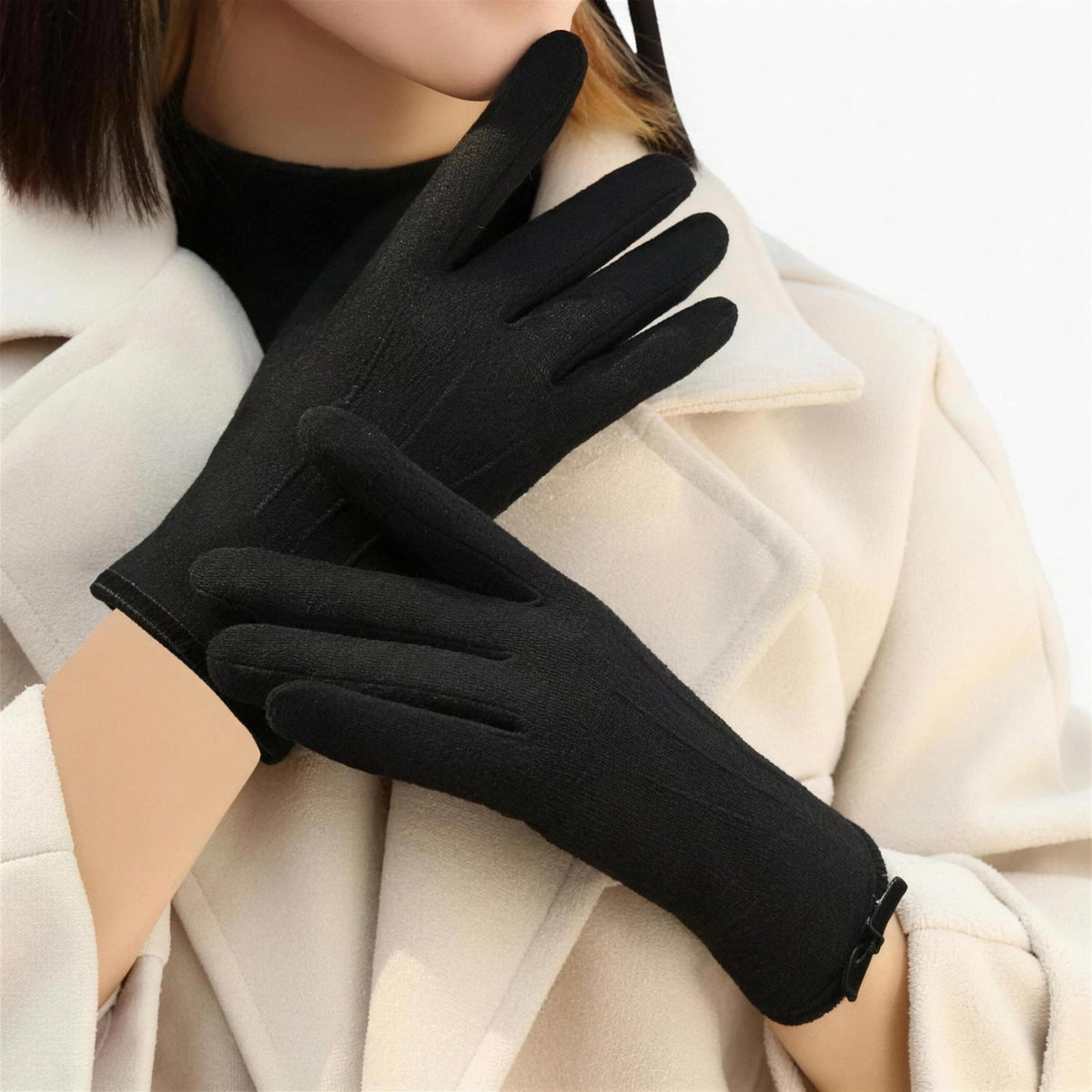 Gants femme noir cachemire