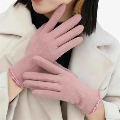 Gants femme rose cachemire