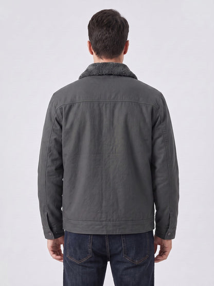 Veste de travail homme grise avec doublure polaire, vue de dos