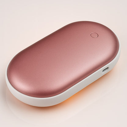 Chauffe-mains électrique coloris or rose avec batterie externe