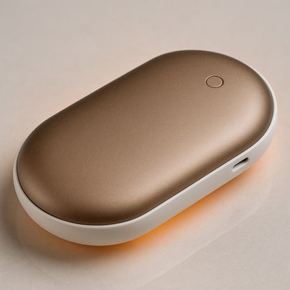 Chauffe-mains électrique coloris doré avec batterie externe