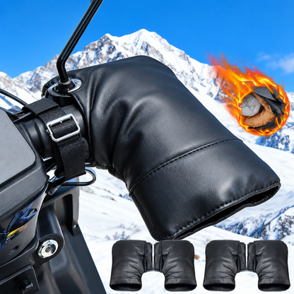 Chauffe-main chauffant monté sur le guidon d'un scooter électrique, utilisation en conditions hivernales
