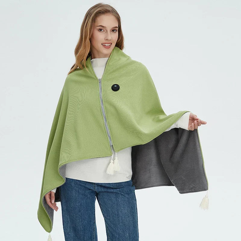 Couverture chauffante électrique coloris vert, vue d'ensemble