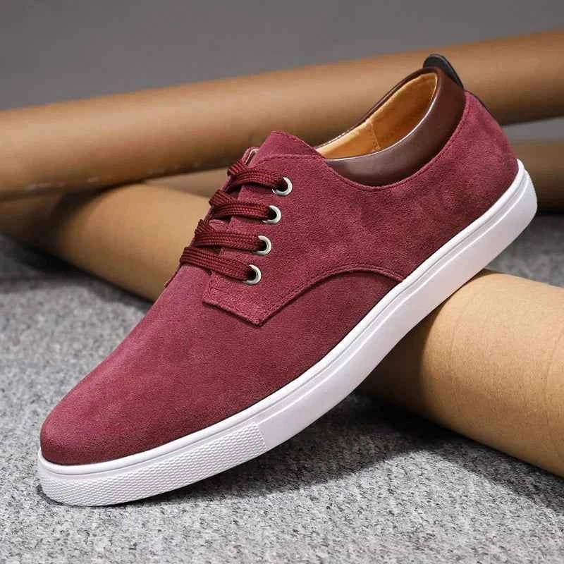 chaussures à lacets homme, coloris bordeaux, vue de côté