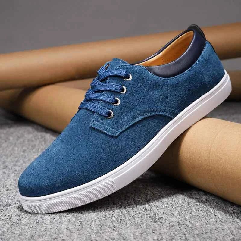 chaussures à lacets homme, coloris bleu, vue de côté