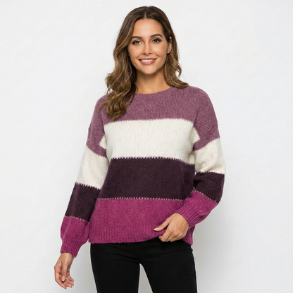 Pull femme color block Violet
