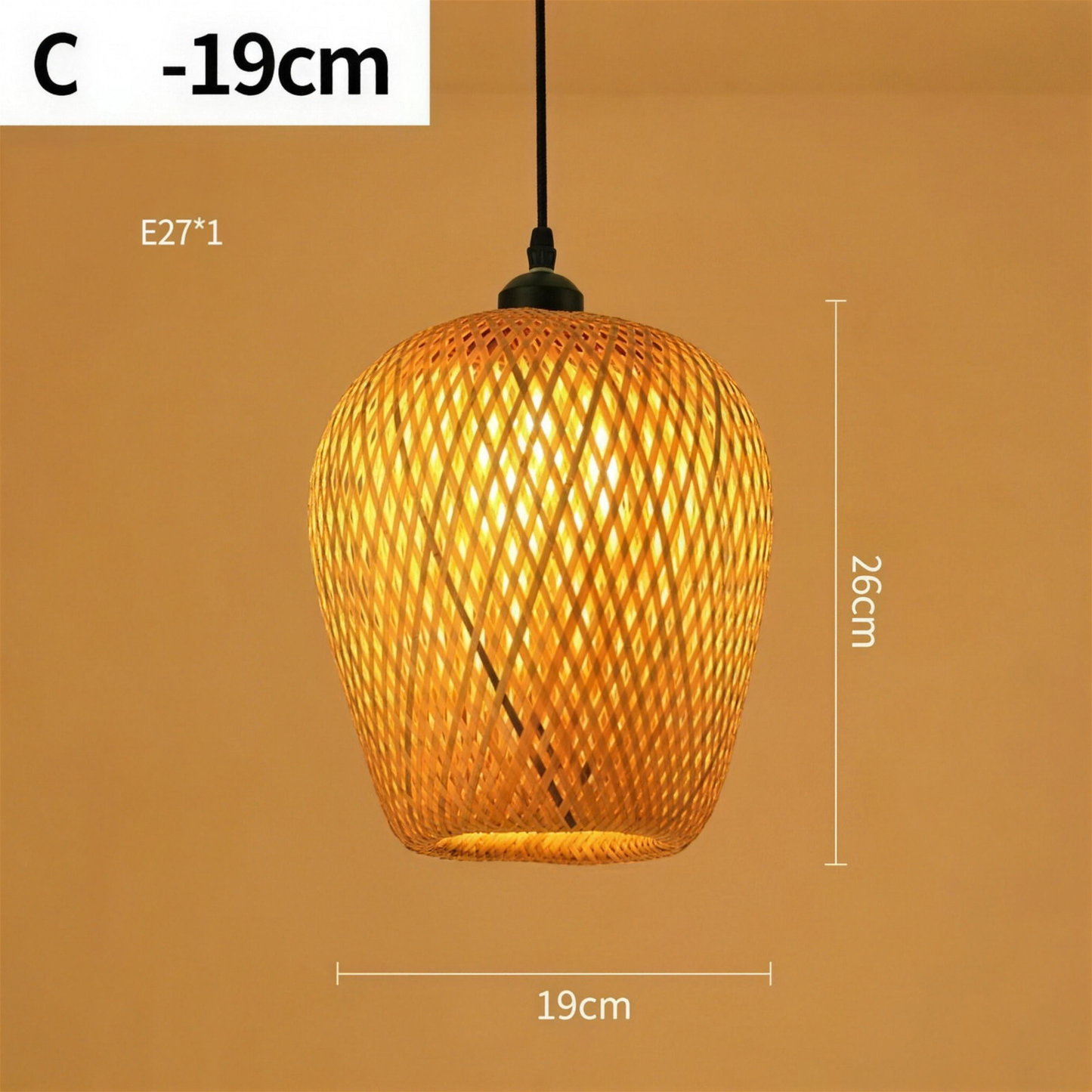Suspension rotin tressé modèle C 19 cm