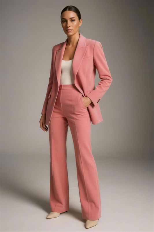 Ensemble Tailleur Femme Blazer & Pantalon Coupe Droite – Tenue Bureau Élégante | Invitée de Mariage