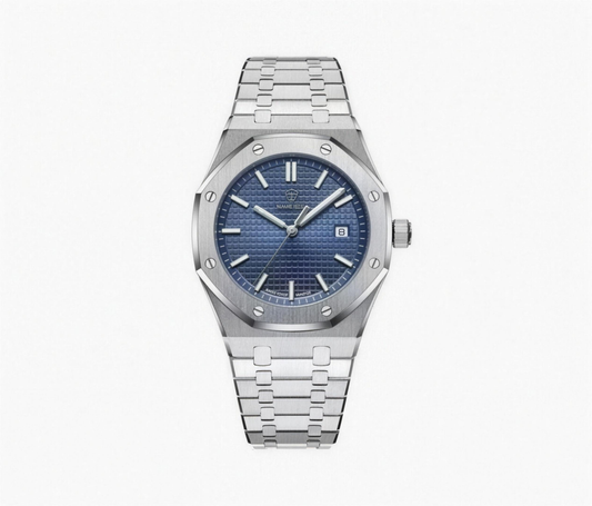 Montre Homme Élégante à Bracelet Intégré – Design Structuré & Affichage Date