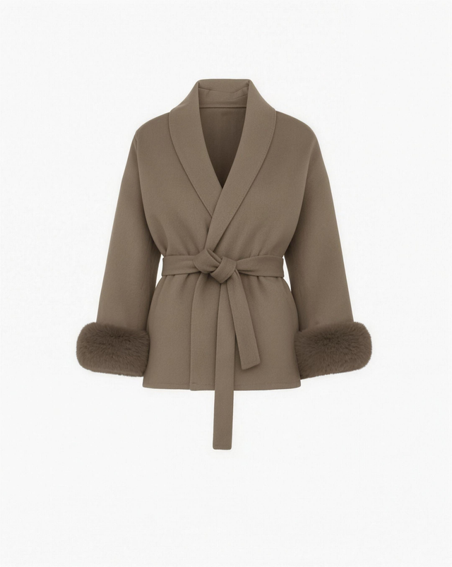 Manteau Femme Élégant avec Ceinture – Manches Finition Chic