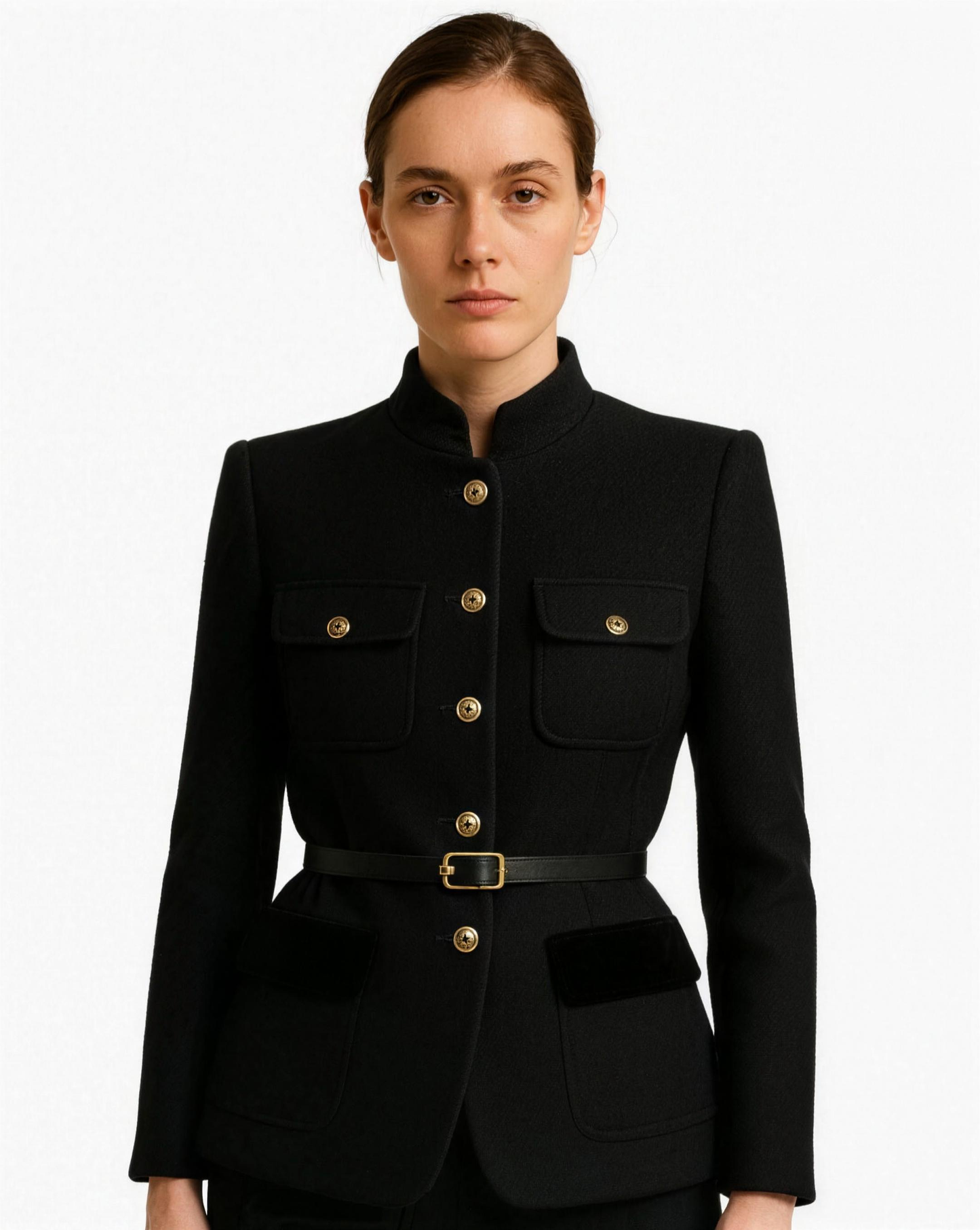 Veste Femme Cintrée Boutons Dorés – Tenue Bureau Chic | Invitée de Mariage & Style Structuré