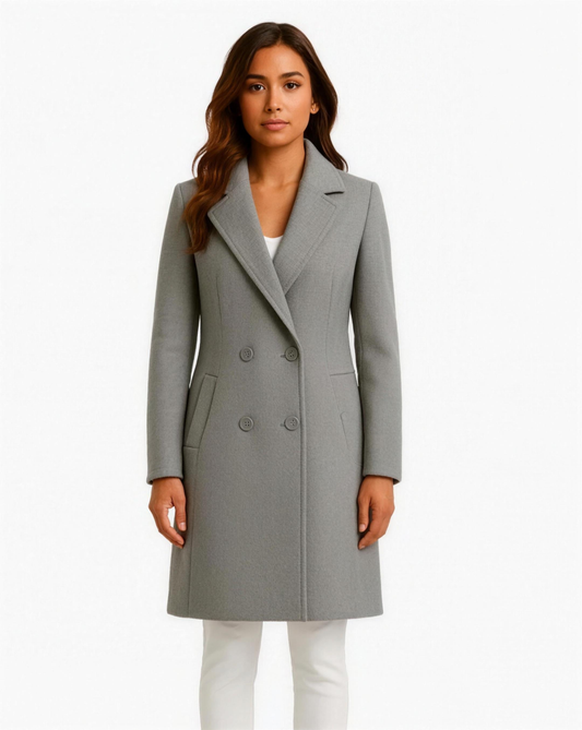 Manteau Long Élégant Femme – Double Boutonnage, Chic et Intemporel