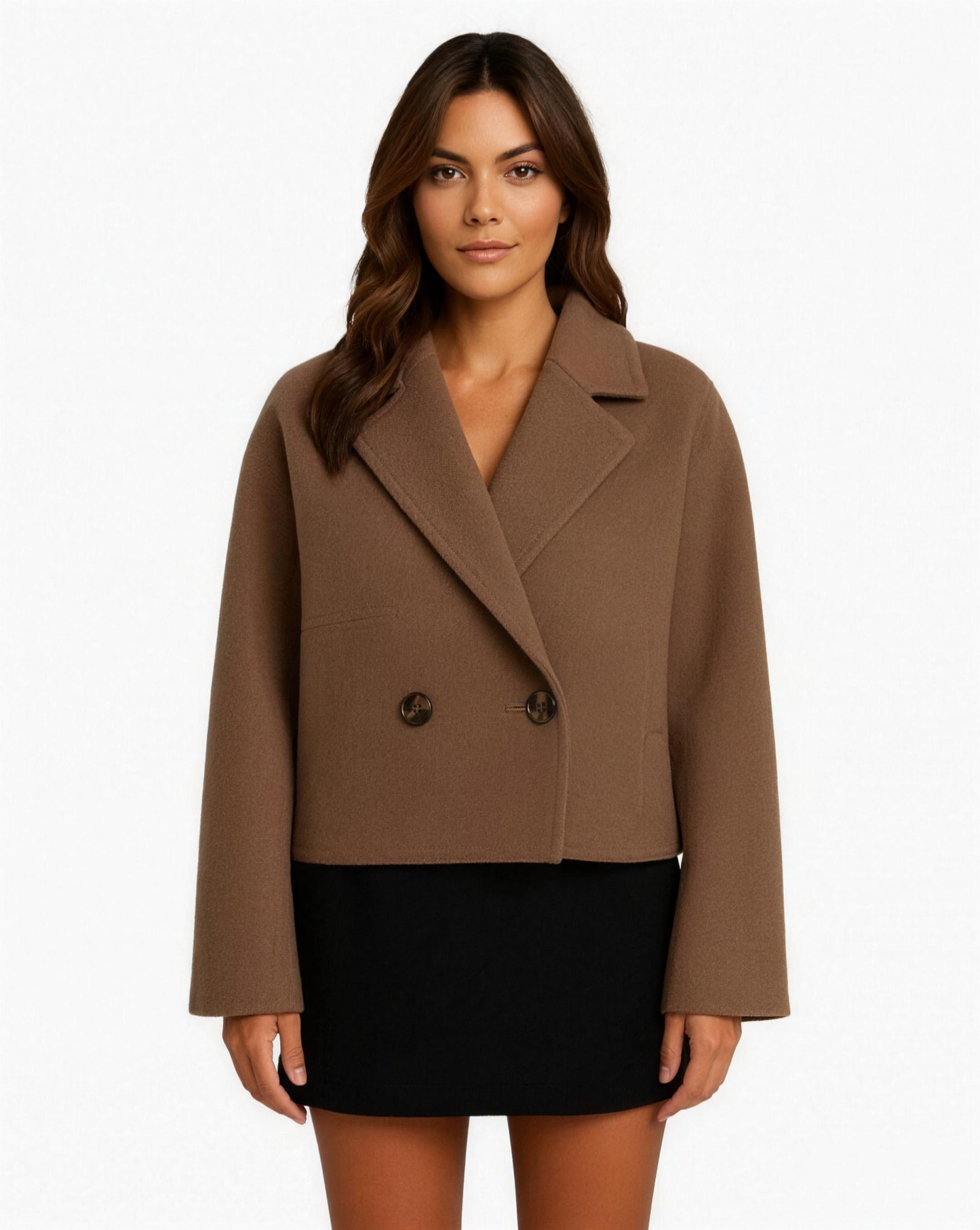 Blazer Femme Tailleur Court Croisé Double Boutonnage – Tenue Bureau Chic | Invitée de Mariage & Silhouette Structurée