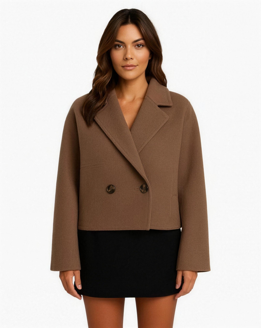 Blazer Femme Tailleur Court Croisé Double Boutonnage – Tenue Bureau Chic | Invitée de Mariage & Silhouette Structurée